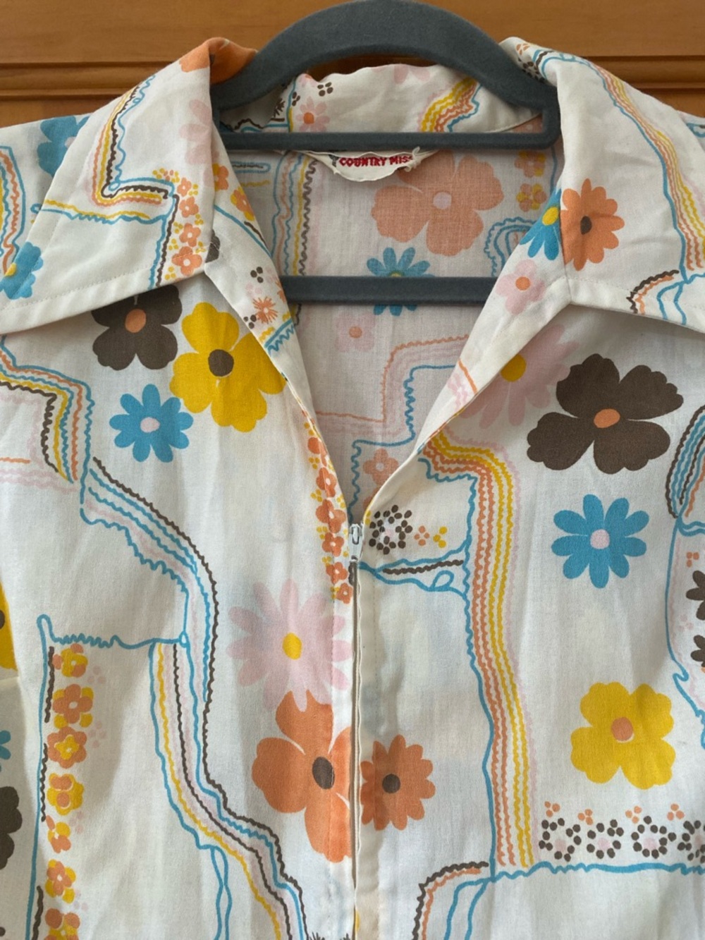 Vintage 60s Mod Floral Mini Skort Dress Romper Union Made Retro Collared 16 - Picture 6 of 14